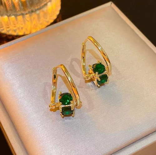 Aretes Plata Diamantes Circonita Cúbica Con Aguja Dama 2par