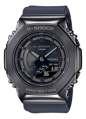 Relógio de pulso analógico-digital Casio G-Shock GM-S2100B-8ADR para mulheres, fundo cinza, com pulseira de resina cinza, moldura cinza