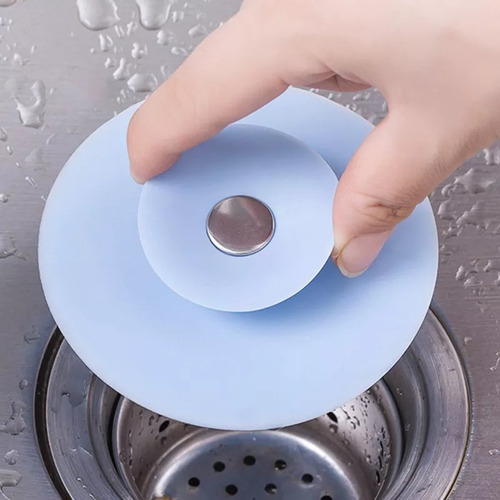 Imagen 6 de 10 de Tapón Cocina Baño Silicona De Drenaje Atrapa Cabellos- Pelos