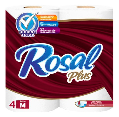 Papel Higiénico Rosal Plus 300 Hoja Doble 4r Bulto 12 Paquet