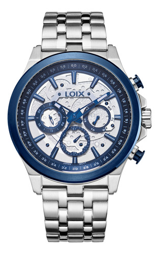 Reloj Loix La2147-2 Para Hombre En Acero Plateado/azul