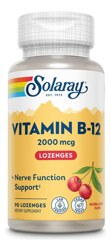 Vitamina B-12 Cianocobalamina 2000 mcg (90 comprimidos) Solaray Cherry Flavor