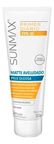 Sunmax Primer Diário Matte Aveludado Pele Oleosa Fps30 - 50g