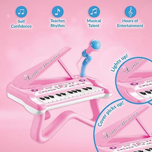 Piano De Juguete Para Niñas Con Microfono Incorporado