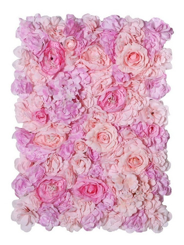 24 Panel Muro Flores Artificial Pared Floral Rosa Hortensia