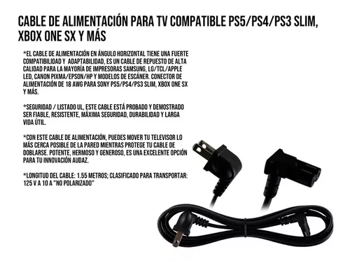  [Listado UL] Cable de alimentación compatible con Sony