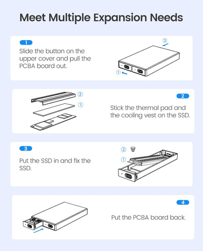 Ssd Sata Orico Dual M.2 Nvme Ngff De Aluminio