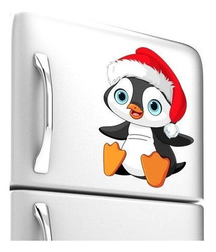 Imagem 1 de 4 de Adesivo De Geladeira Decorativo Cozinha Pinguim Natal