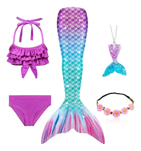 Disfraz De Cosplay De Cola De Sirena Para Niñas De Ariel