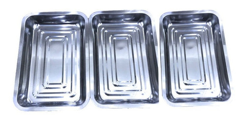 Pack X3 Bandeja Asadera Fuente Metal Ac/inox Rectangular 