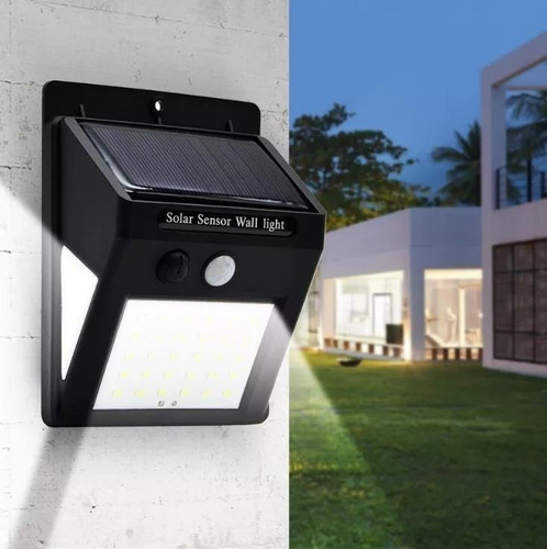 2x Luminária Solar Parede 50led Sensor Presença 2funções 10w