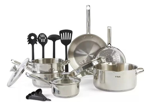 Batería De Cocina Tfal Cook & Strain 14 Pz Acero Inoxidable