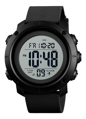 Relógio masculino Skmei 1434, alarme digital submersível, cronômetro, cor de malha, preto/branco