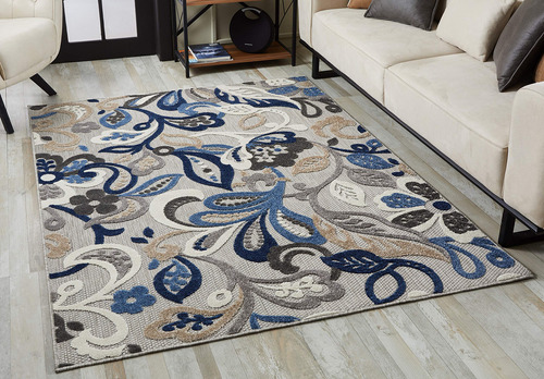 Kas Rugs Alfombra Decorativa De Felpa Leila Gris/azul, 5 Pi.