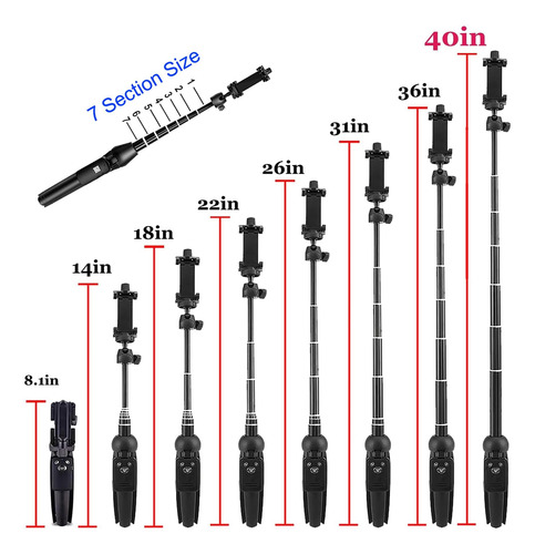 Trípode Para iPhone 3 En 1 Con Palo Selfie De 40 Pulgadas Y