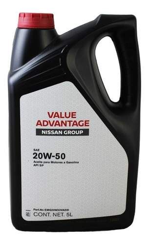 Imagen 1 de 2 de Aceite Para Motor Nissan Mineral Value Advantage 20w-50 X 5l