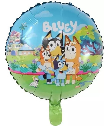 Pack 10 Globos Metalizados Bluey 45 Cm - Sin Varillas