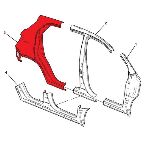 Panel Lat Tras Derecho Original Chevrolet Tracker Nueva