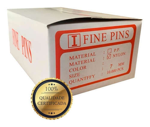 Tag Pin Fine 7mm Pino Nylon Aplicador Etiquetas 10.000 Pçs Cor Branco