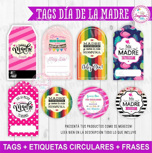 Kit Imprimible Día De La Madre Tags Círculos Tarjetas #1