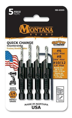 Set De 4 Avellanadores #6-8-10-12 Mecha Usa Montana Mb-65995