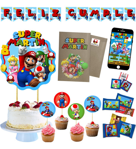 Cotillon Mario Luigi Para 22 Chicos Deco Candy Bar Cumples