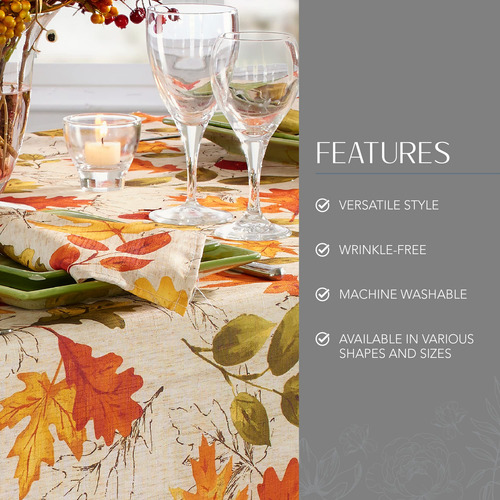 Mantel Estampado De Hojas De Otoño 152 X 305 Cm Rectangular