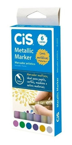 Caneta Marcador Artístico Metallic Marker Cis Cx. C/ 6 Cores