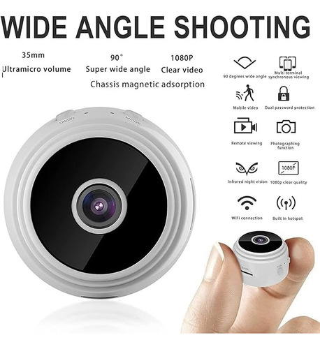 Mini Cámara Espía Wifi De Seguridad Kapbom A9 Color Blanco