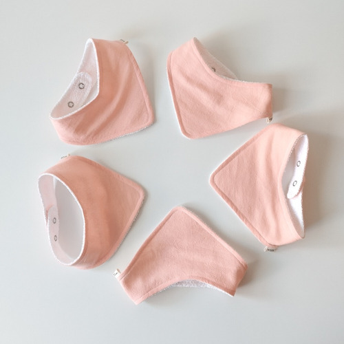 Imagen 10 de 10 de Pack X5 Babero Bandana Liso Doble Broche Somos Fabricantes