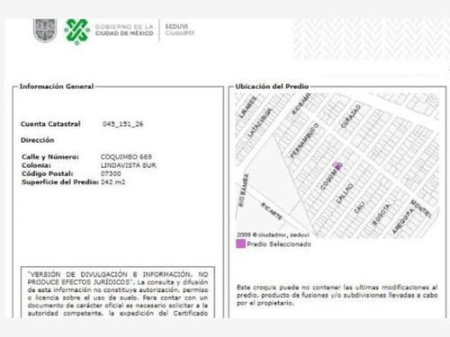 Imagen 3 de 3 de Casa Sola En Venta Lindavista Sur