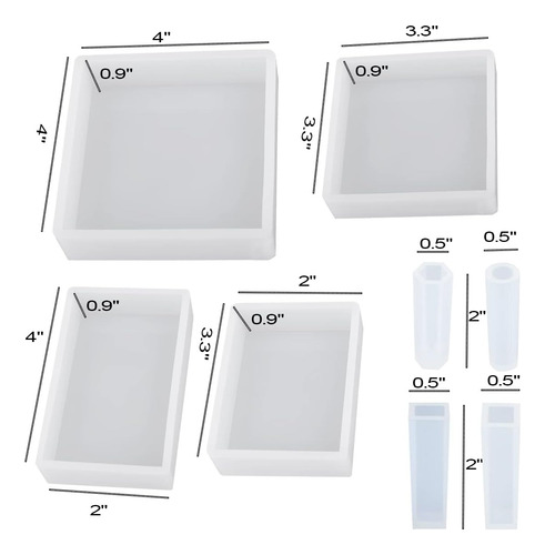 Kit De Moldes De Resina De 8 Uds, Moldes De Silicona Epoxi C