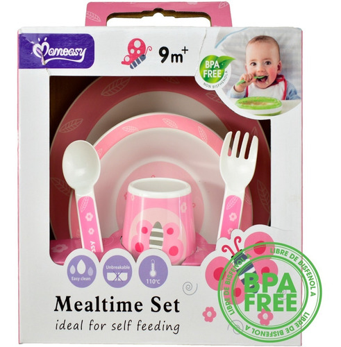 Set De Vajilla Para Bebe Plato, Cubiertos, Vaso