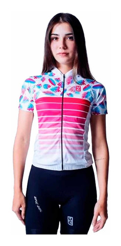 Camisa Ultracore Feminina Raibow Leaf Rosa Ciclismo 22