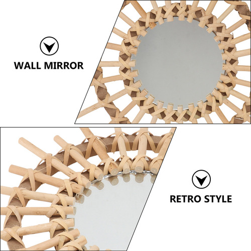 Nuevo Espejo De Maquillaje De Ratán For Decoración De Pared
