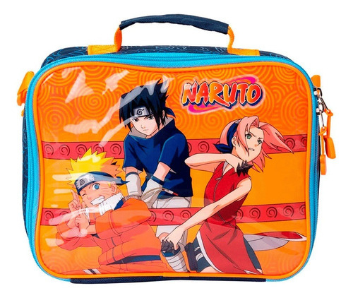 Lonchera Escolar Naruto Sasuke Sakura Equipo 7 Azul Naranja