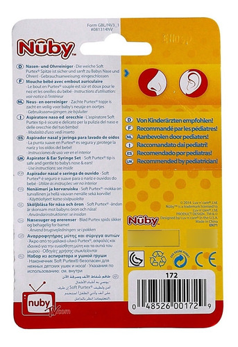 Imagen 8 de 9 de Set De Aspirador Nasal Y Jeringa Para Oido Nuby Sacamoco