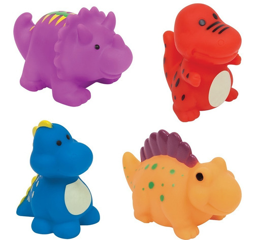 Imagem 2 de 9 de Brinquedo Banho Infantil Dinossauros + Saco Organizador