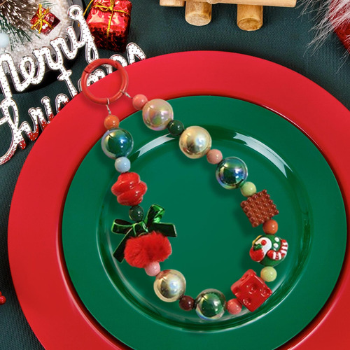 Llavero Con Cuentas Navideñas, Bonito Adorno Arco Verde