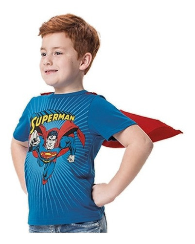 Camiseta Superman Com Capa Marlan S6085 - Tamanhos 4 À 10 