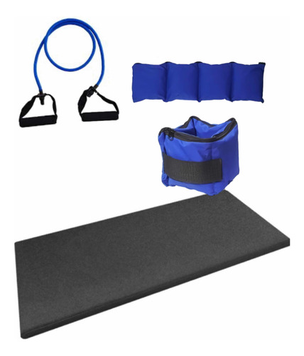 Kit Entrenamiento Colchoneta Tobilleras 2kg Banda Con Manija