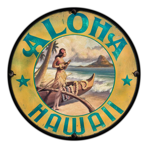 #676 - Cuadro Decorativo Vintage - Hawái Mar Playa No Chapa
