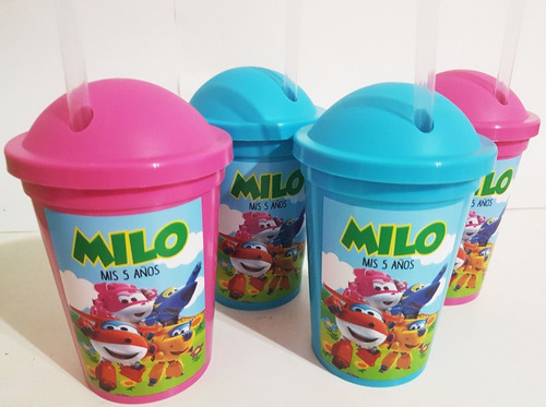 Vasos Milkshake Personalizados - Super Wings Aviones X20