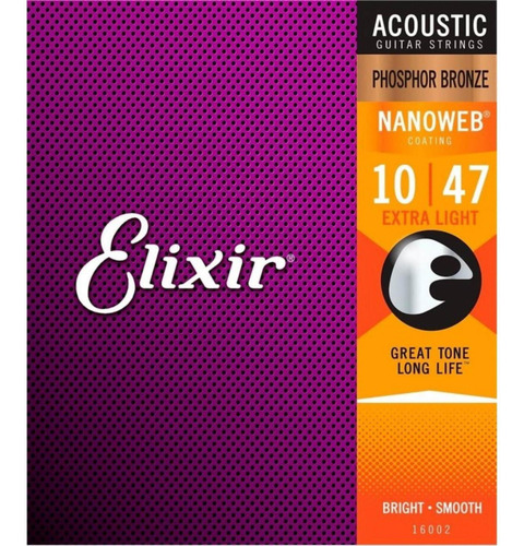 Elixir Phosphor Bronze 10-47 Cuerdas Guitarra Acústica 16002