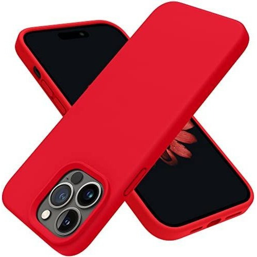 Funda Protectora Para iPhone 14 Pro Color Rojo De Silicona