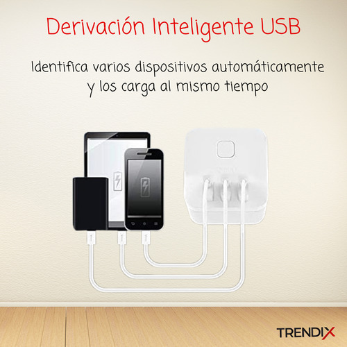 Enchufe Universal Adaptador Cubo 3 Tomas + 3 Usb