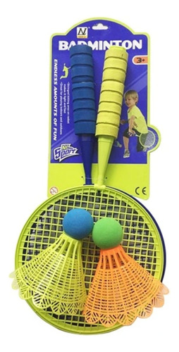 Juego Niños Set De 2 Raquetas Badminton Gallitos Plastico