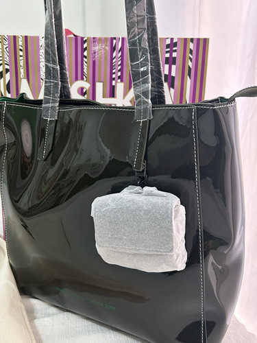 Cartera/bolso Daiane Efecto Cuero Charolado Verde De Mishka Verde Oscuro Lisa Combinación Verde Oscuro