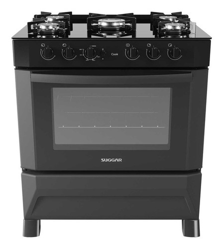 Imagem 1 de 5 de Fogão de piso Suggar Cook 5Q gás engarrafado 5 queimadores preto 127V/220V porta com visor 90L