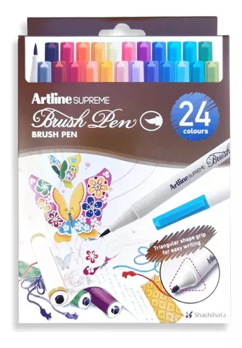 Pentel SES15C-24ST Brush Touch Sign Pen, Set of 24 Colors